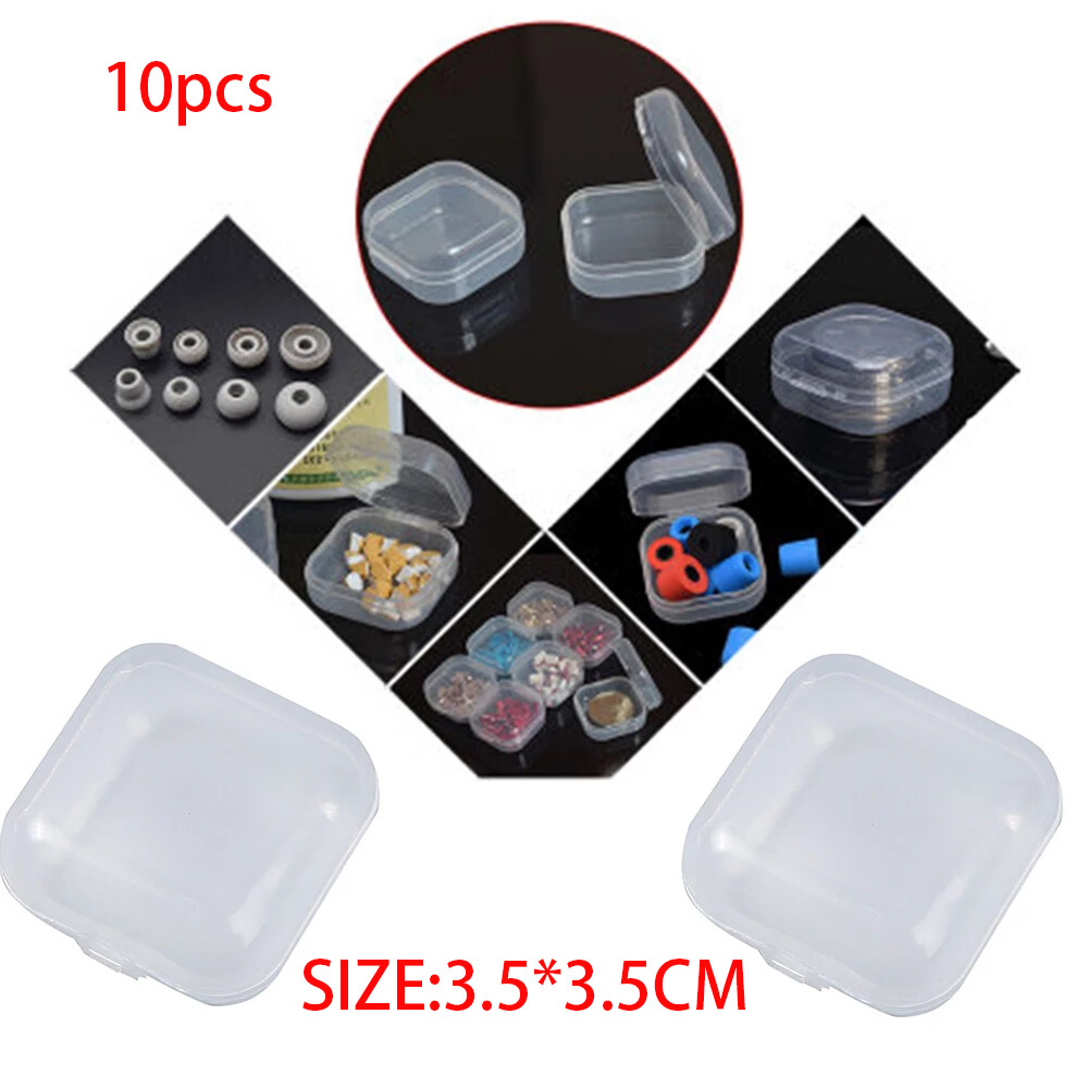 【PrettySet】5/10Pcs Mini Portable Plastic Transparent Storage Boxes Square Pill Jewelry Earplug Earring Box Home Organization box