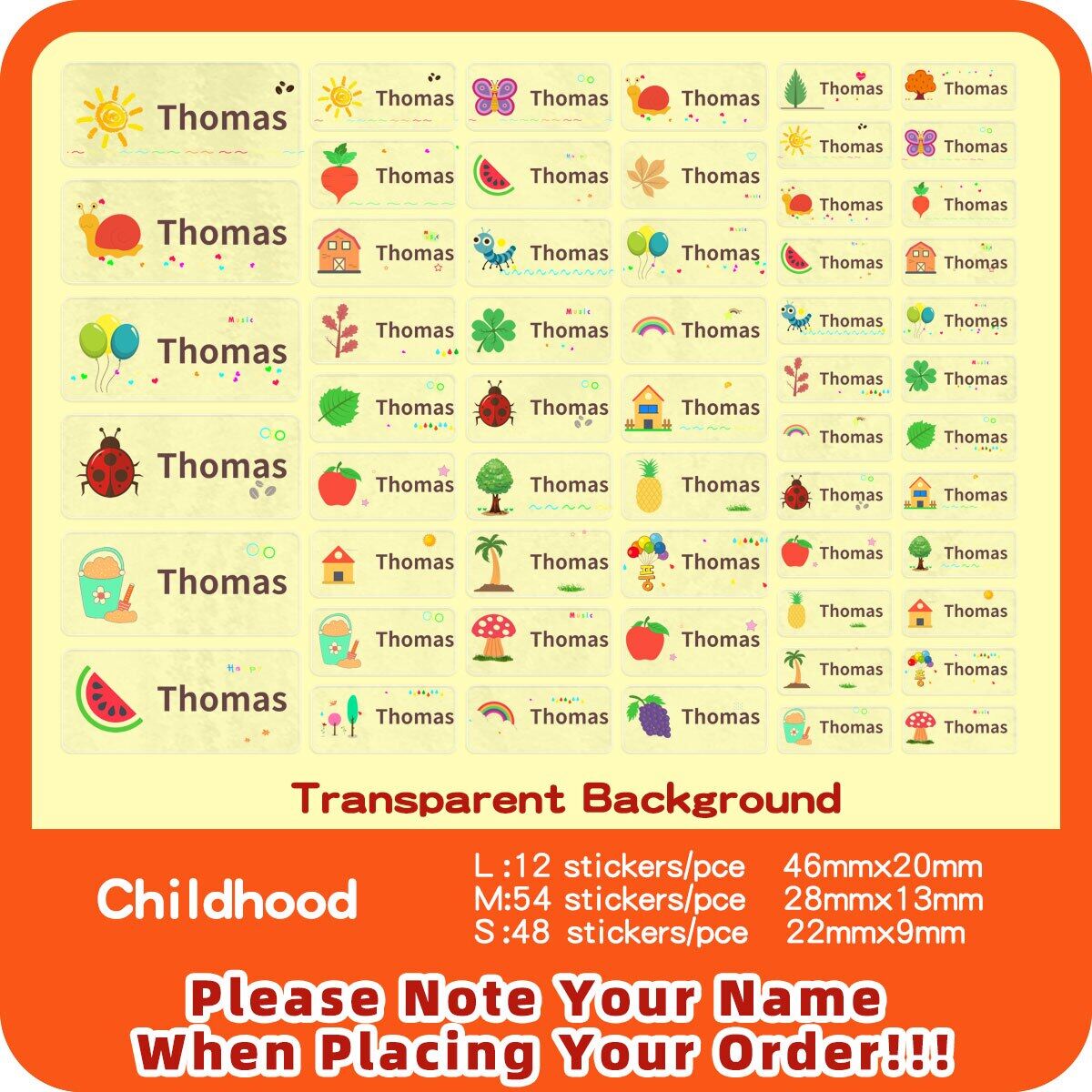 Custom Transparent Self-Adhesive Baby Name Sticker Customised Kindergarten Tag In Hebrew Personalized Waterproof Stickers Label