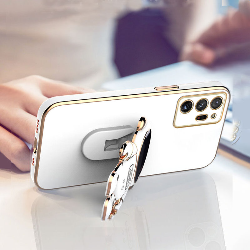 For Samsung Galaxy Note20 Ultra / Note20 / Note10 Plus / Note10 / Note9 / Note8 Astronaut Bracket Luxury Plating Gold Soft Phone Cases Cover