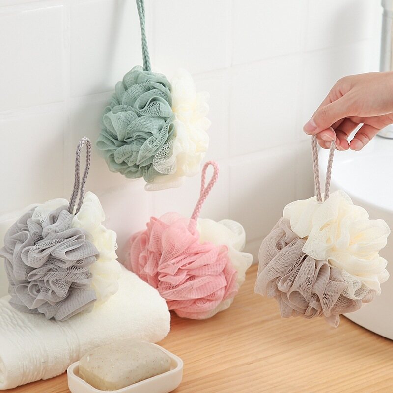 DORISNA Double Color Large Bath Ball Soft Fine Mesh Rich Foaming Exfoliating Body Bath Flower