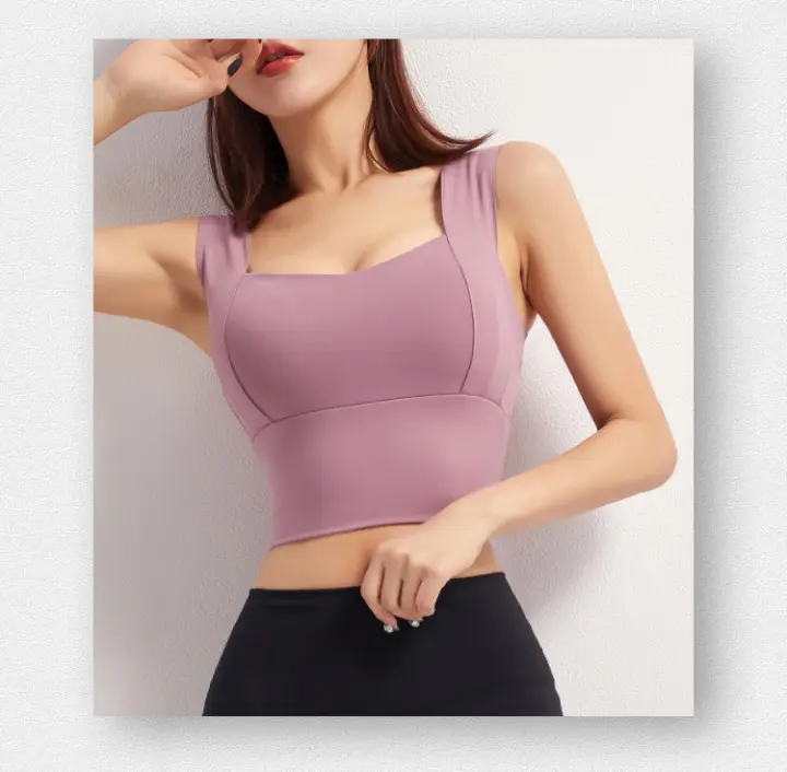 women padded sports bra fitness workout running shirts yoga tank top