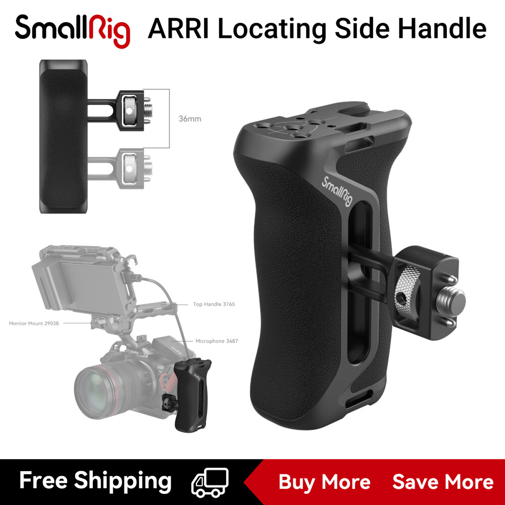 Smallrig side handlegrip for arri and 1/4-20 locating holes adjustable left or right side handgrip with stretchable 1/4-20 and arri 3/8-16 screws for camera cage 4016 / 4346