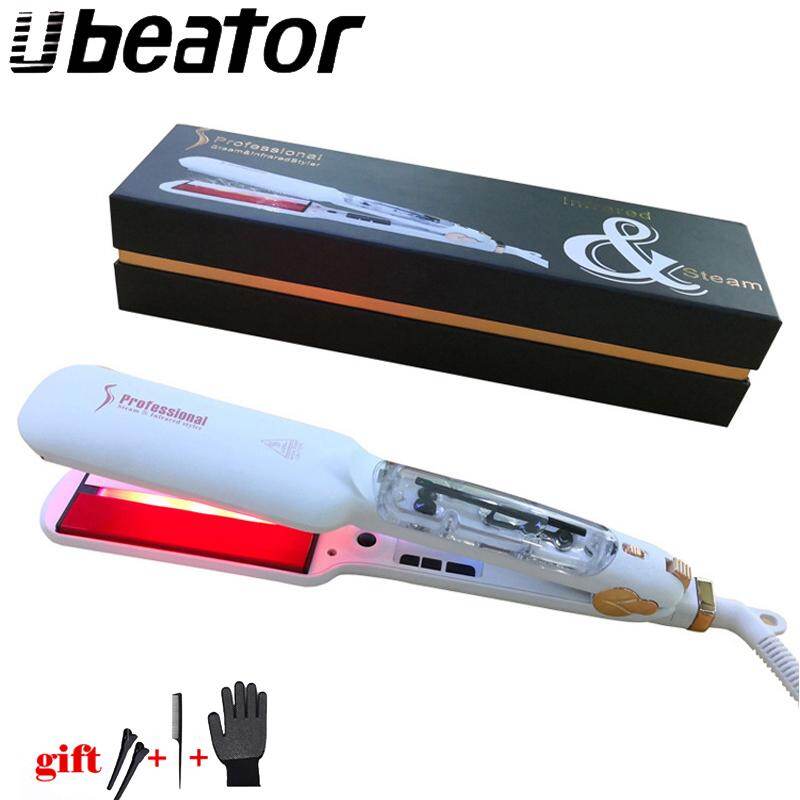 Steam Hair Straightener Infrared Heating Flat Iron LED Display Ceramic Vapor Straightening Iron Styling Tools for Wet And Dry