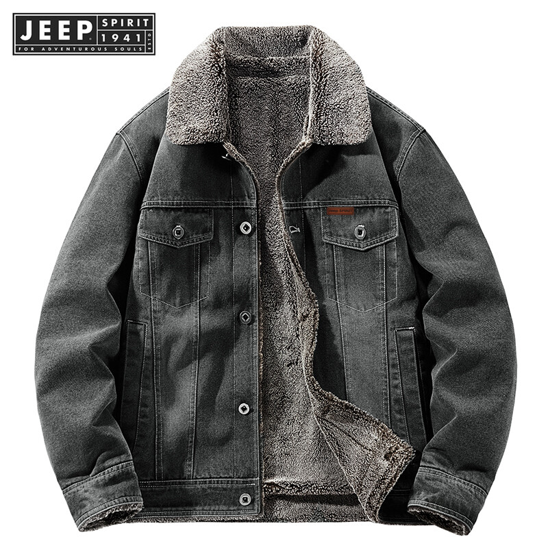 Jeep Spirit 1941 estd Thick Corduroy Casual Down Coat Wool Down Coat Warm Corduroy Jacket and Coat Collar Winter Casual Jacket Coat