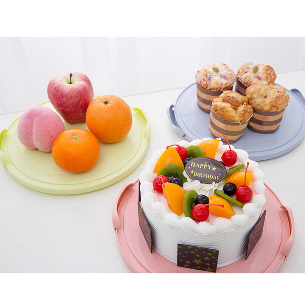 Blesiya Plastic Cake Box Round Cake Storage Carrier Container Lockable Lid
