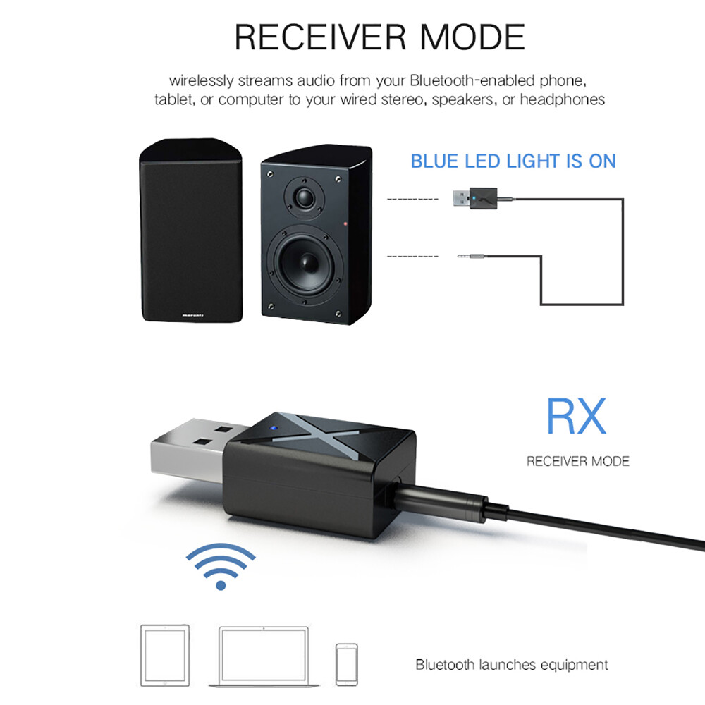 Bộ Thu Phát Âm Thanh USB Bluetooth 5.0 Bộ Chuyển Đổi Âm Thanh Nổi Bluetooth Không Dây Giắc Cắm AUX 3.5Mm Cho Gia Đình T V PC Loa Tai Nghe Xe Hơi