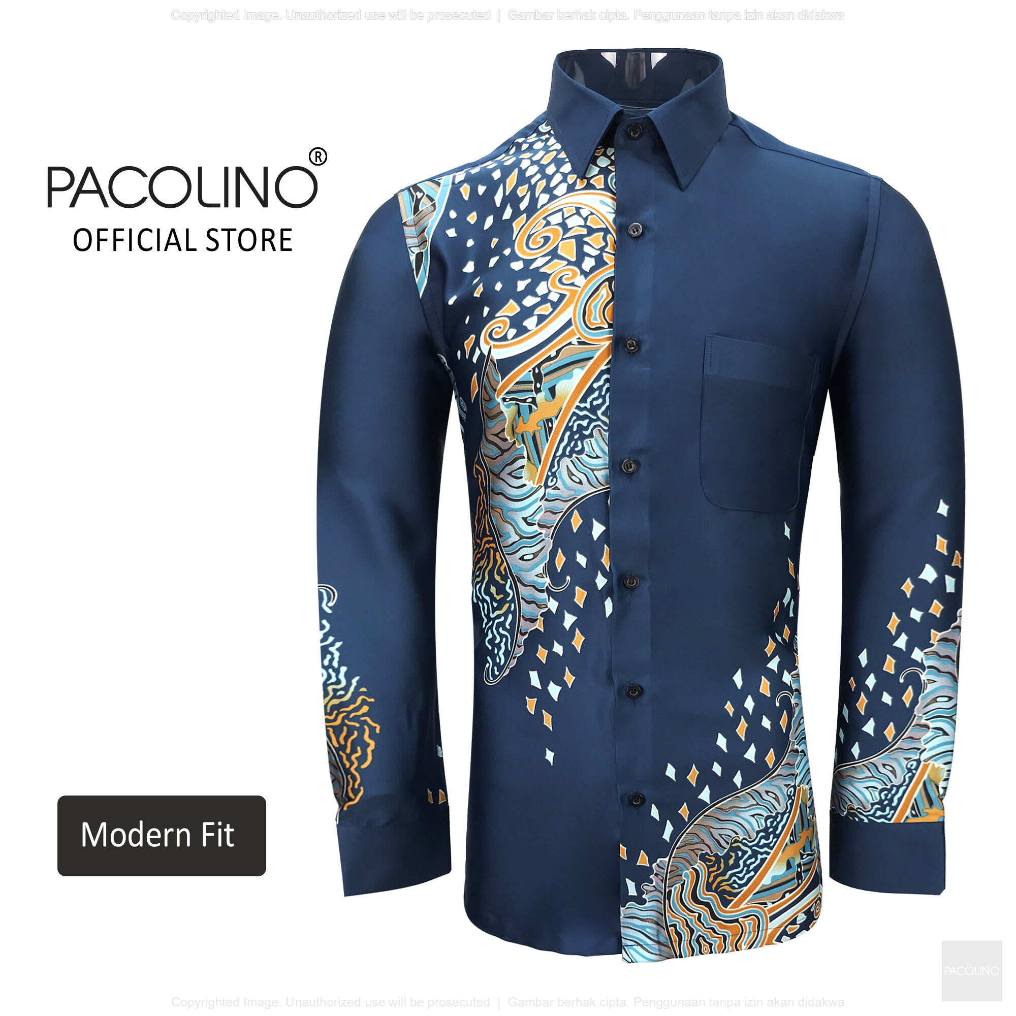 Pacolino Modern Fit Cutting Turquoise Color Malaysia Men Batik Long Sleeve Kemeja Batik Lelaki Lengan Panjang 22623 BK0132 E Pacolino Men S Batik Shirt Summer Casual Shirt For Men Lazada Lazada
