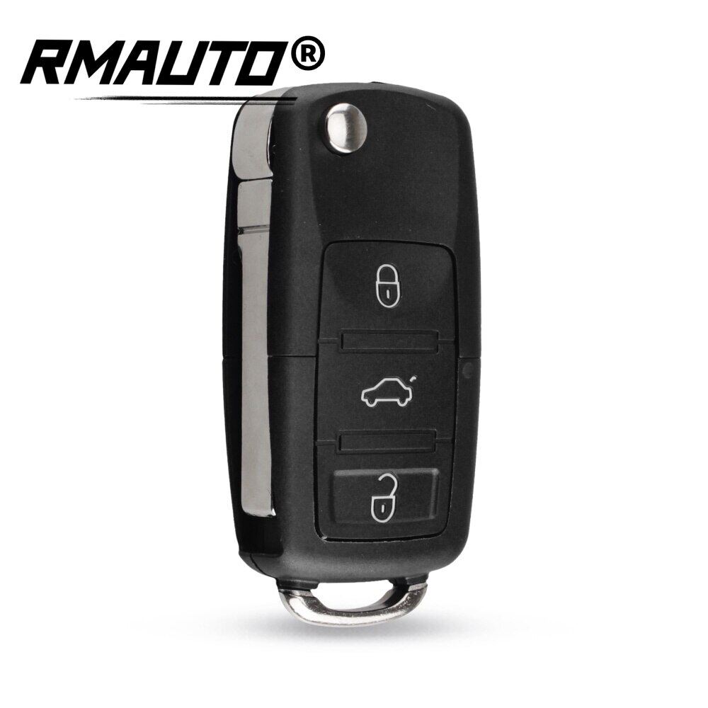 เคสกุญแจรีโมทรถยนต์แบบพับได้3ปุ่มสำหรับ VW Volkswagen Jetta Golf Passat ...