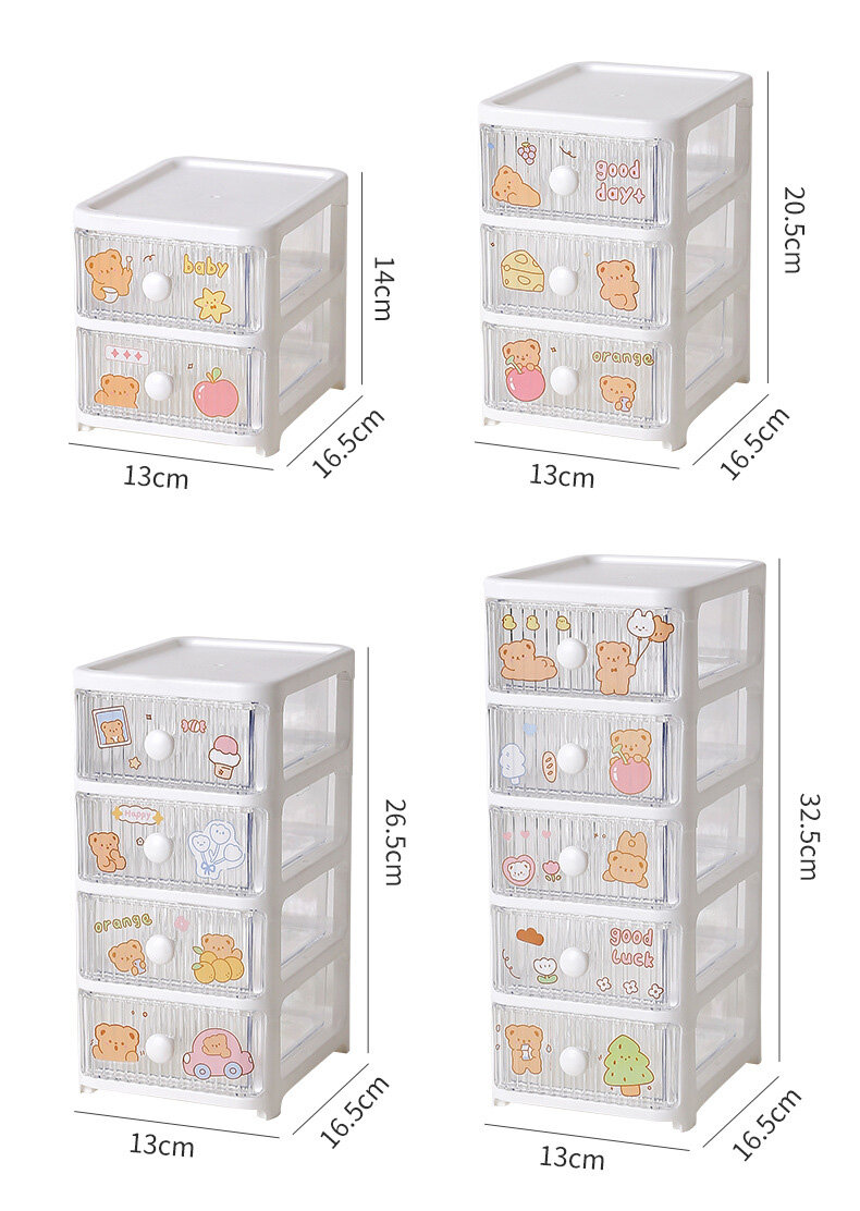 XMDS Office drawer type cartoon desktop storage box storage cabinet plastic multi-layer dormitory stationery cosmetics storage box