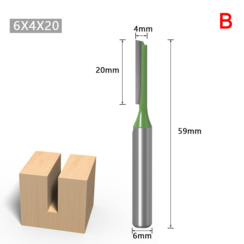 CHUA 7Pcs 6mm Shank Straight Bit Single Double Flute Router Bit Wood Milling Cutter