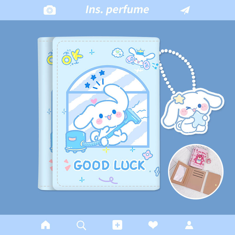 QFDI Women's wallet cartoon three-fold wallet thin portable cute wallet large capacity short change mini card bag