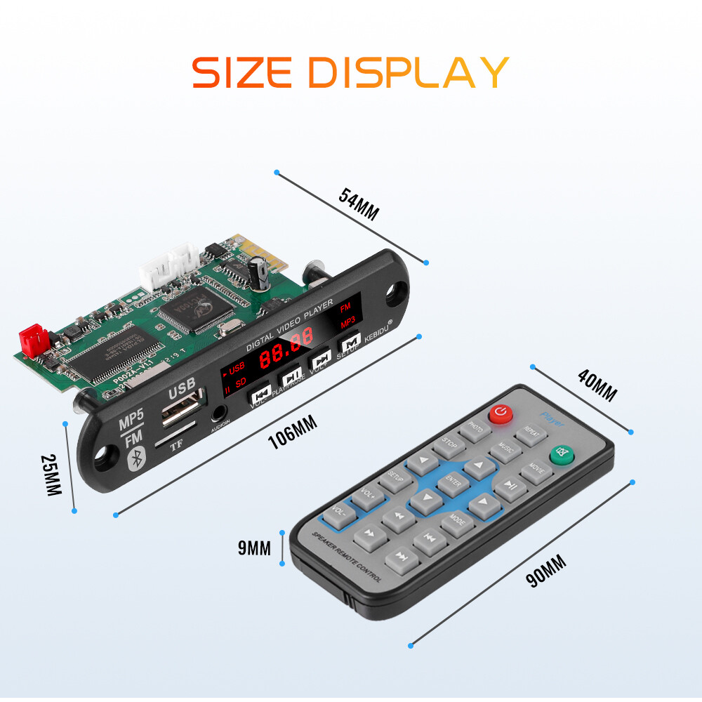 Kebidumei Bo Mạch Giải Mã MP3 MP4 MP5 Bluetooth Không Dây Mô-đun Giải Mã Video Âm Thanh Hỗ Trợ Đĩa TF/ U Đài FM Giắc Cắm Aux 3.5Mm Cho Loa Máy Phát Đa Phương Tiện Máy Chiếu Có Điều Khiển Từ Xa