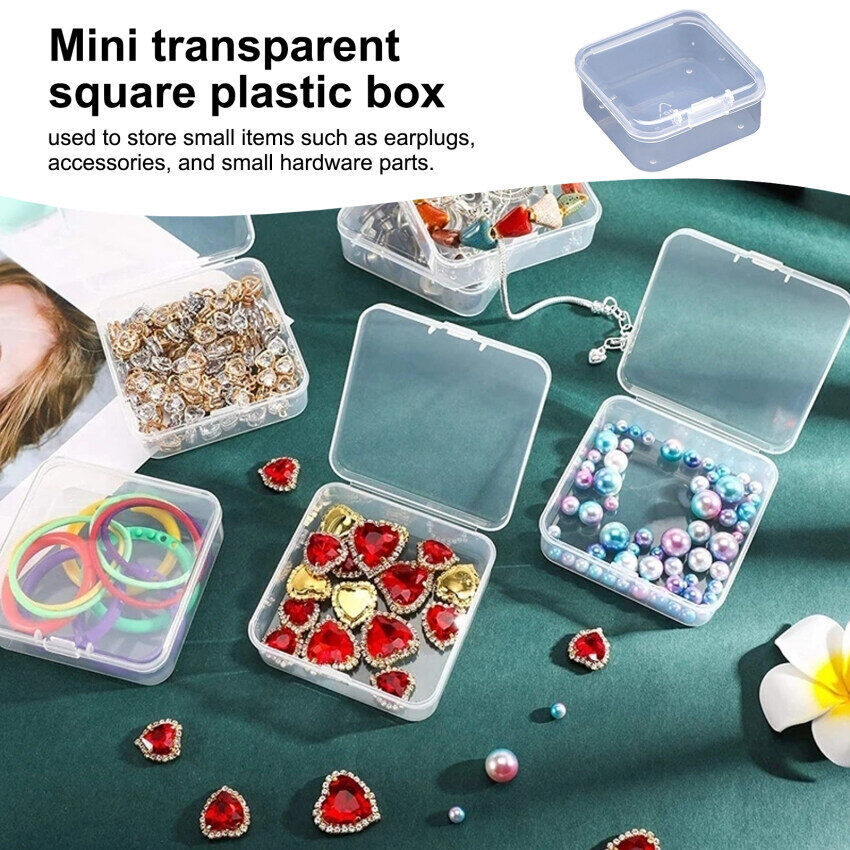 Hộp Nhựa Vuông Nhỏ Trong Suốt Hộp Đựng Trang Sức Hộp Đóng Gói Hộp Đựng Khuyên Tai Nhẫn Hạt Để Thu Thập Các Vật Dụng Nhỏ