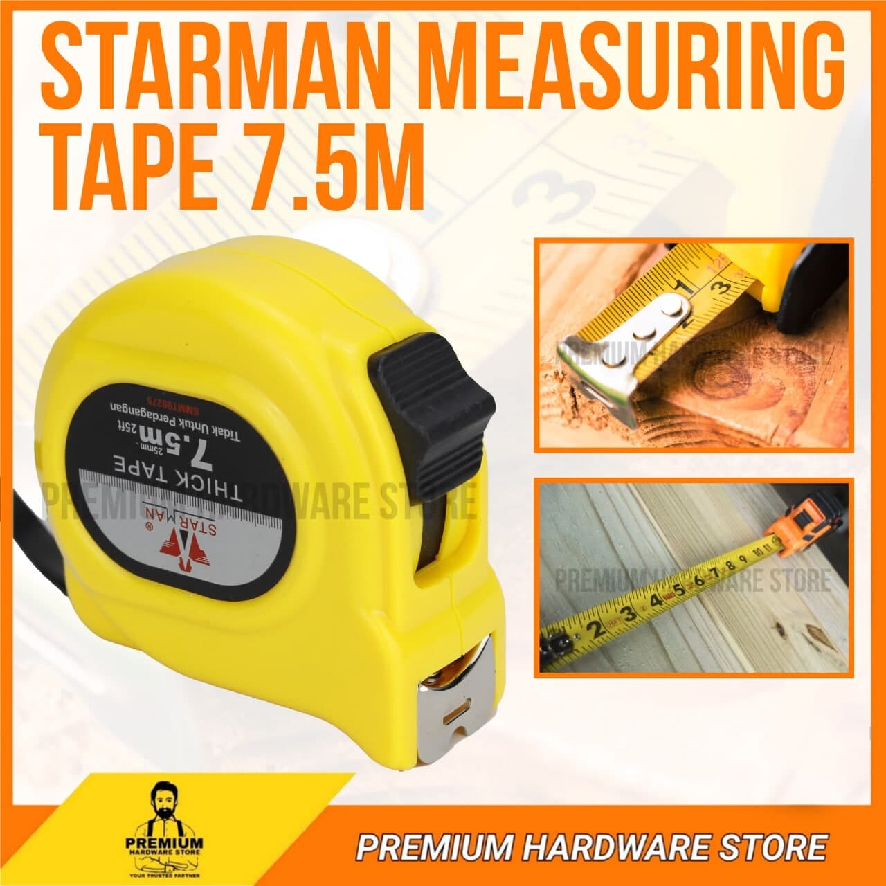 STARMAN MEASURING TAPE (7.5M / 25 FEET) / BUILDING MEASURE RULER TAPE ...