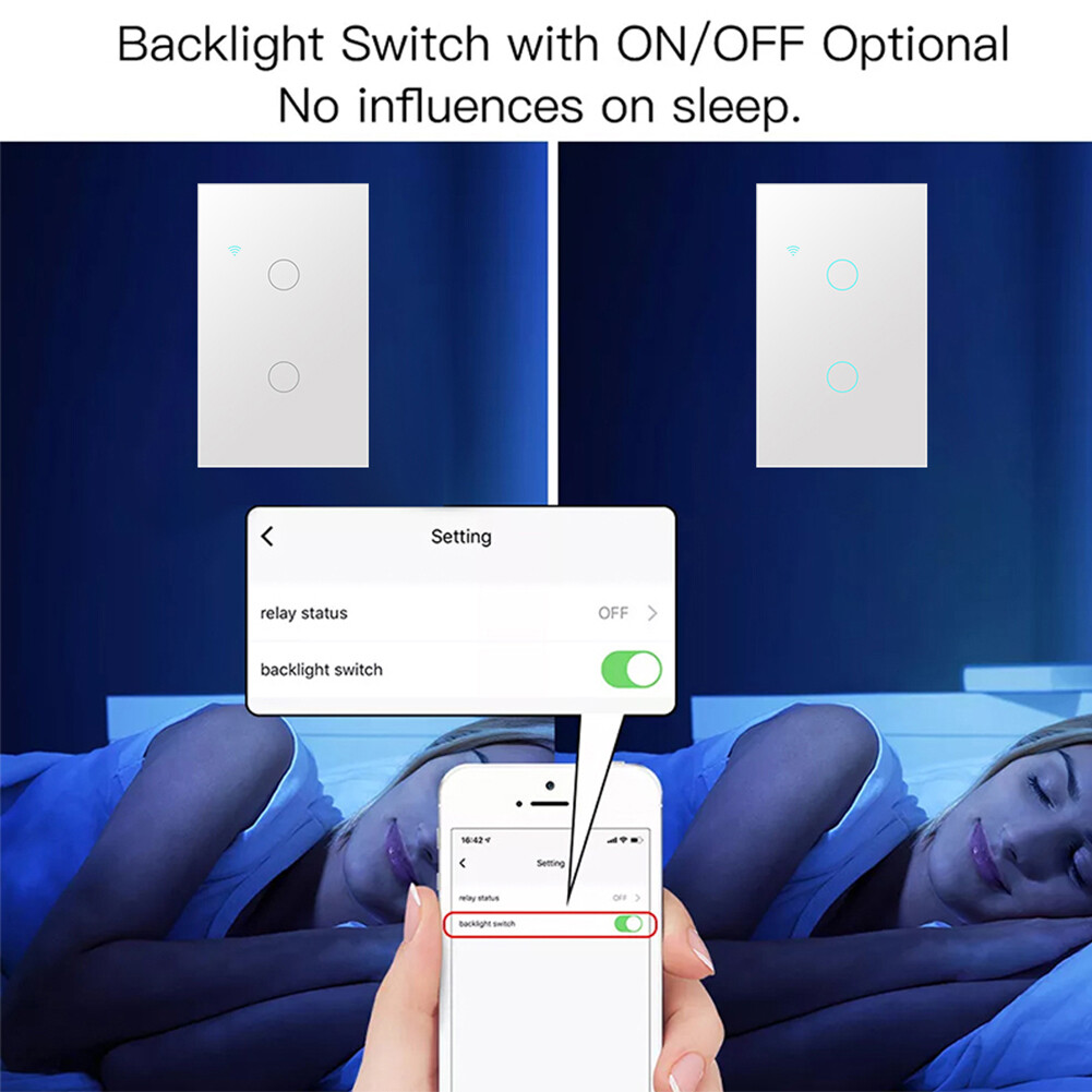 [Buyitmore/Sẵn Sàng] Công Tắc Cảm Ứng Thông Minh WiFi 1/2/3/4 Gang TUYA Công Tắc Thông Minh Nút Gắn Tường Đèn Gia Dụng Hoa Kỳ Dây Trung Tính Cần Làm Việc Với Trợ Lý Alexa Goo-Gle