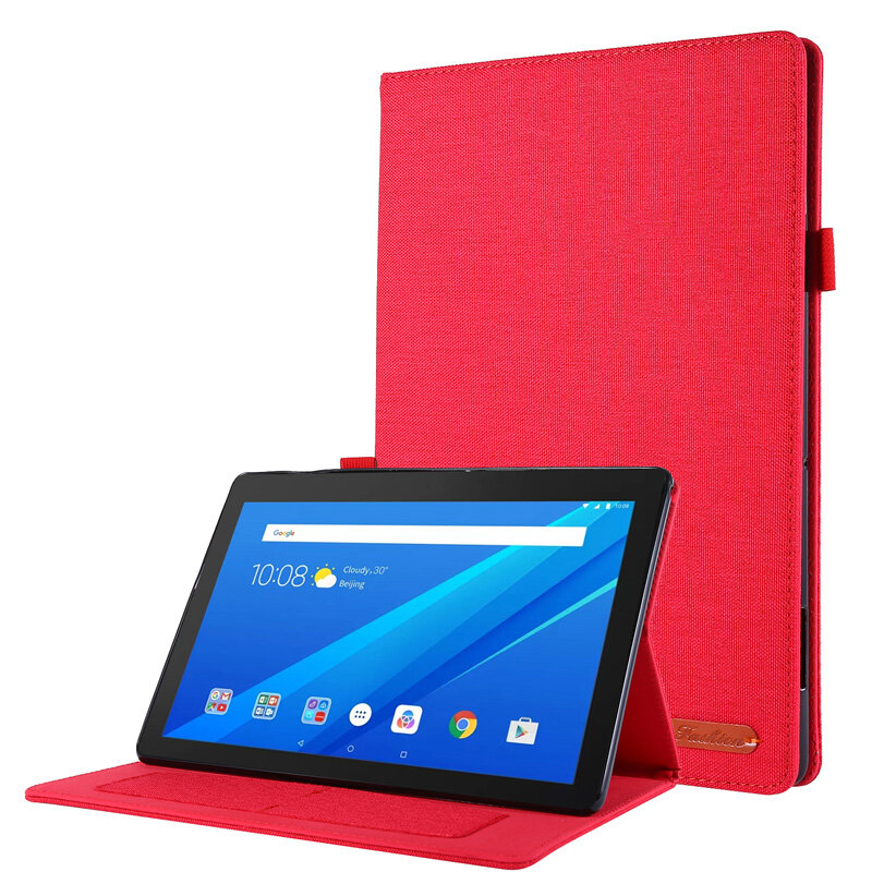 Jeans fabric pattern flip case for lenovo tab m10 hd tb-x505f tb-x505n tb-x505x tb-x505l m10 tb-x605f tb-x605m soft stand cover with card slot