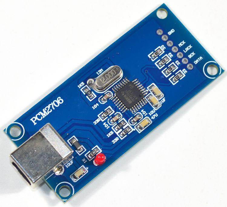PCM2706 Digital audio USB Daughter Card Support I2S DAC decoder (Italy Amanero same size)