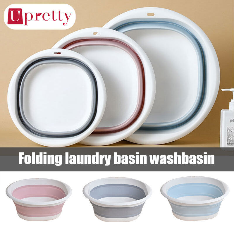 Upretty Plastic Folding Basins Portable Wash Basins Folding Laundry Tub Bathroom Kitchen Accessories Travel Folding Wash Basin