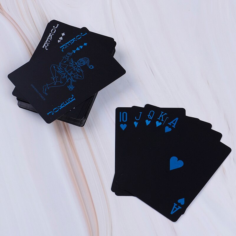 Waterproof PVC Pure Black Magic Box-packed Plastic Playing Cards Set Deck Poker Classic Magic Tricks Tool
