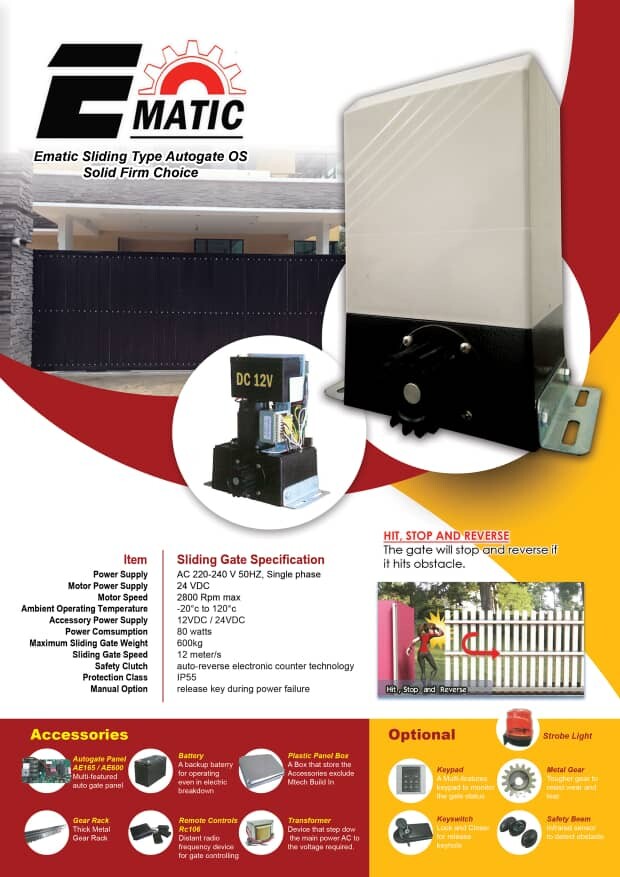 Autogate EMATIC Brand DC Sliding Motor Builtin Autogate Set for Max