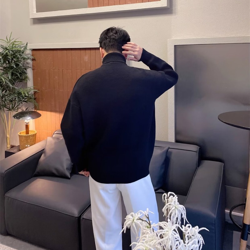 VUNC autumn and winter high-end turtleneck sweater men's Korean popular style underwear thick bottom knit lazy