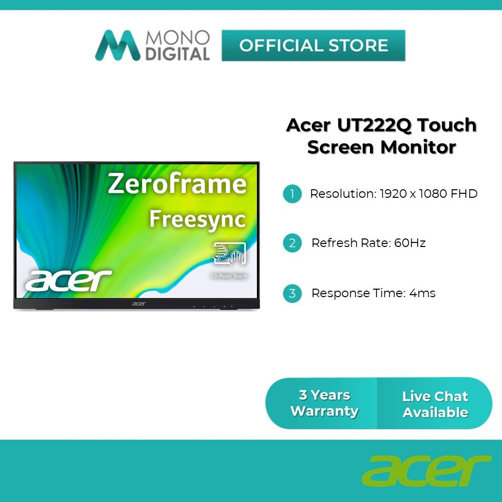ACER UT222Q 21.5" FHD TOUCH SCREEN MONITOR (1920x1080/IPS/5ms/75Hz/Wall