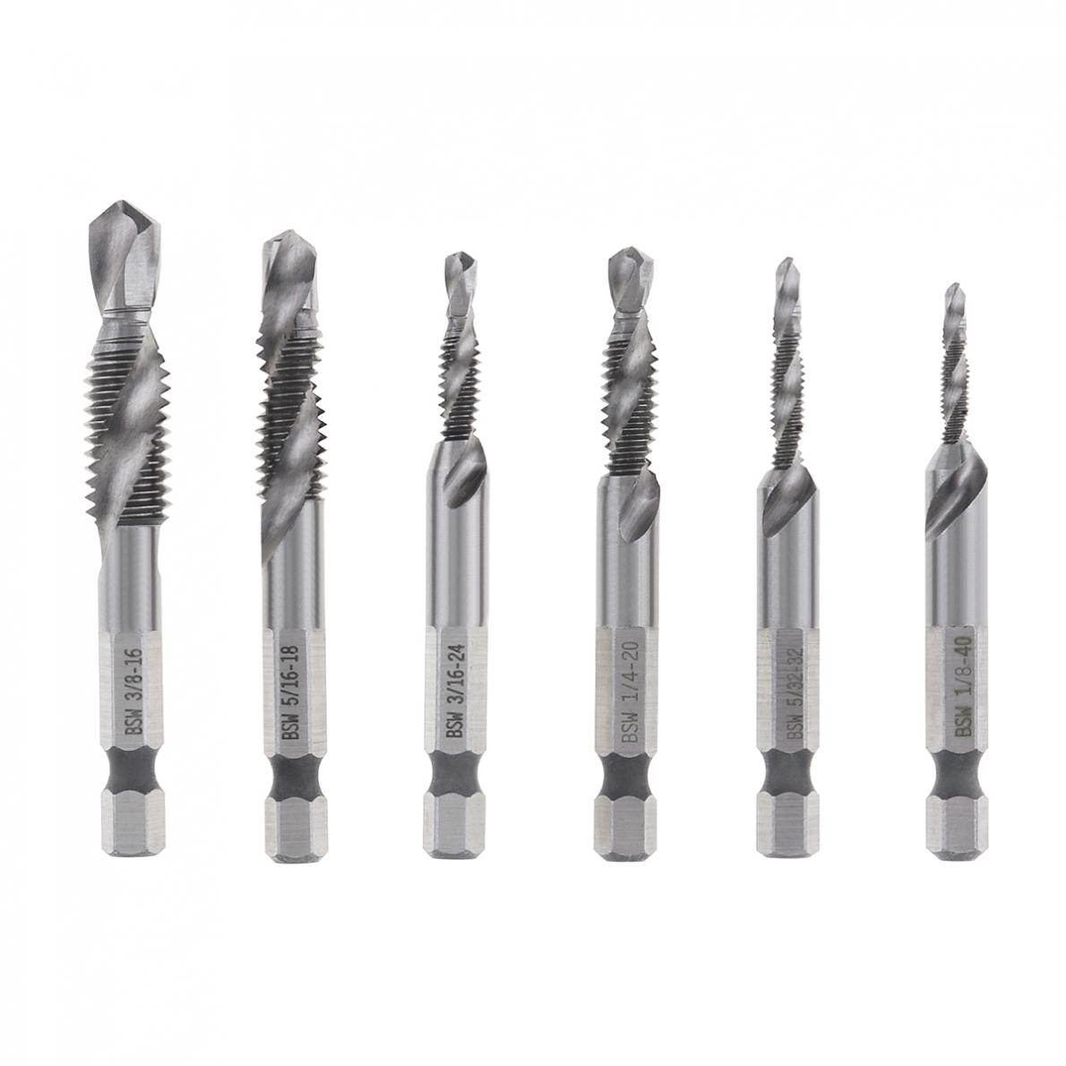 ChgImposs Bộ Mũi Khoan HSS Phủ Titan Ren Hệ Mét 6 Cái Thân Lục Giác 1/4 Inch Mũi Khoan Kết Hợp Mũi Khoan