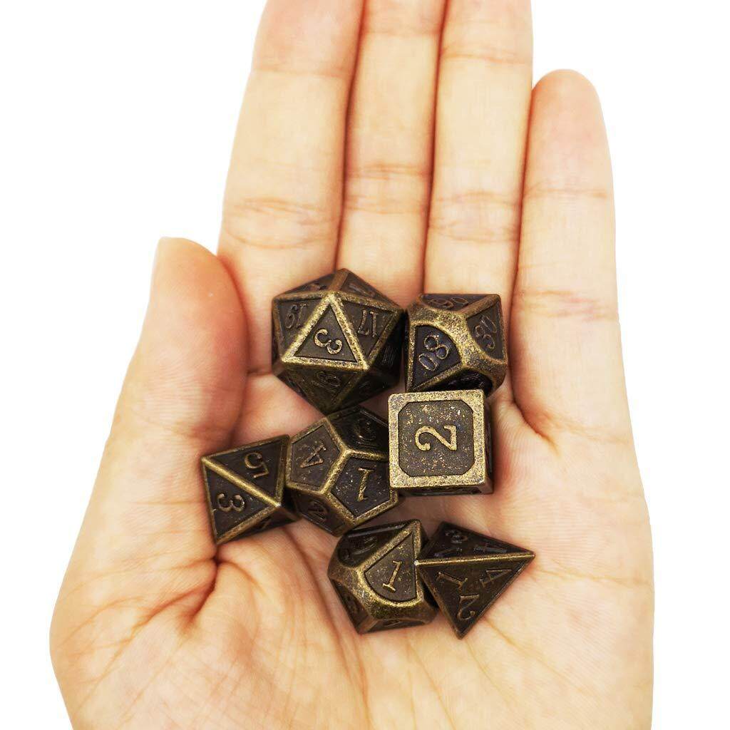 DD Metal Dice Set 7PCS DND Dice of D20 D12 D10 D8 D6 D4 for Dungeons and  Dragons RPG Dice Games Antique Bronze Dice  Lazada