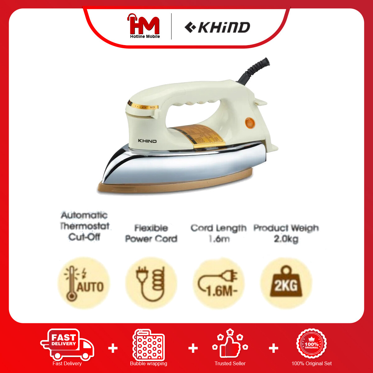 Khind EI303 2KG Electric Dry Iron Lazada