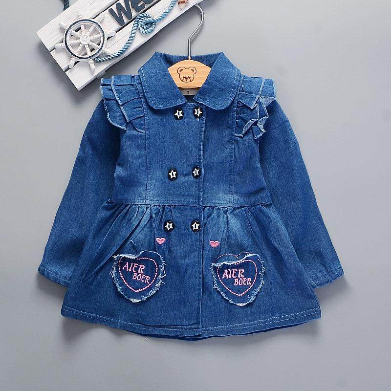 IENENS Baby Girl Jeans Clothes Coats Toddler Infant Cotton Outerwear Kids Long Sleeve Denim Coat Tops Clothing Jacket Fit 0-3 Years