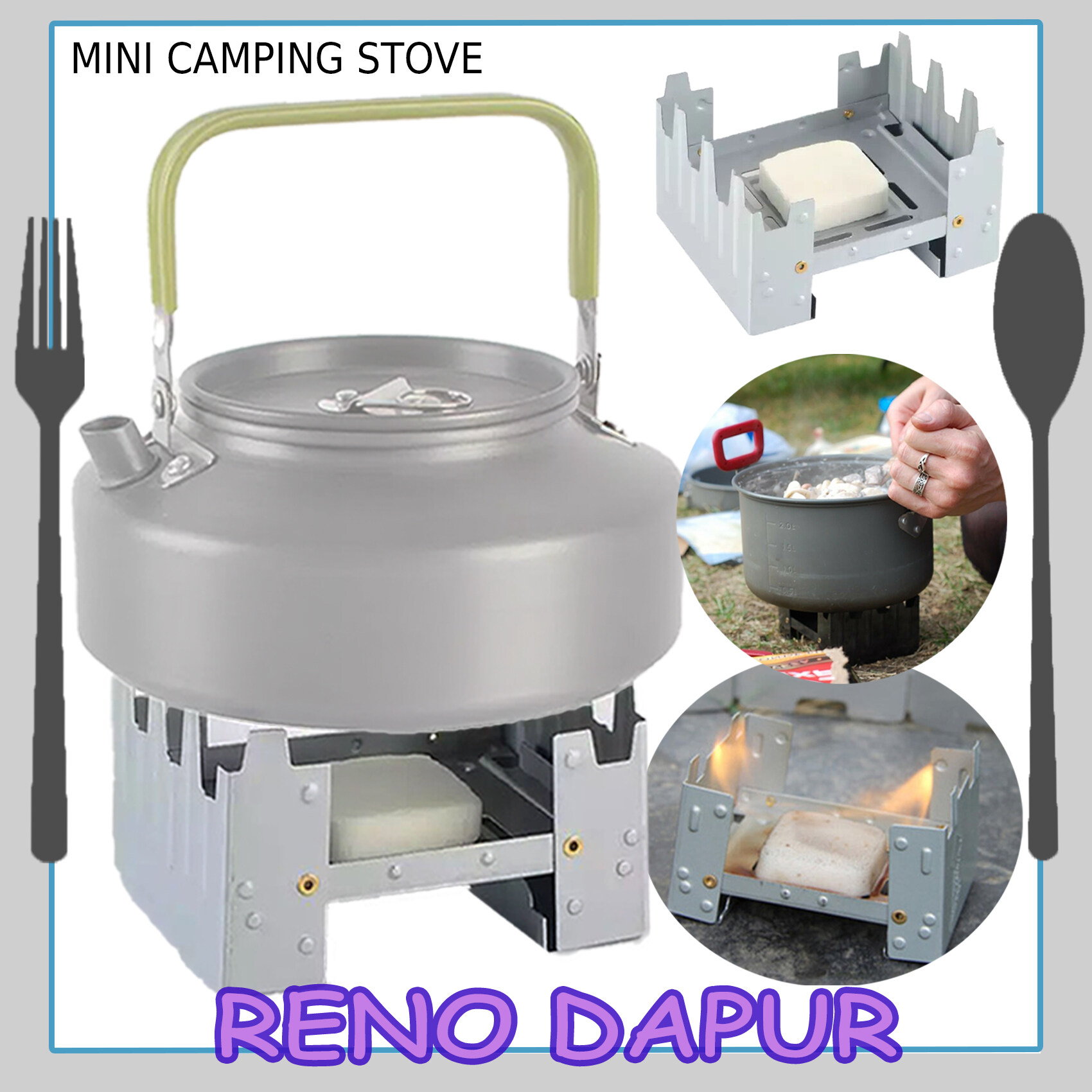 TABLET MINI CAMPING POCKET STOVE Portable Foldable Alcohol Wax Stove