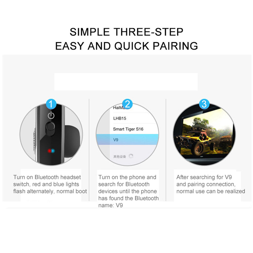 V9 Bluetooth-compatible  Earphone, Hands-free Wireless Headset, Noise Control Headphone With Microphone High Quality Stereo Audio