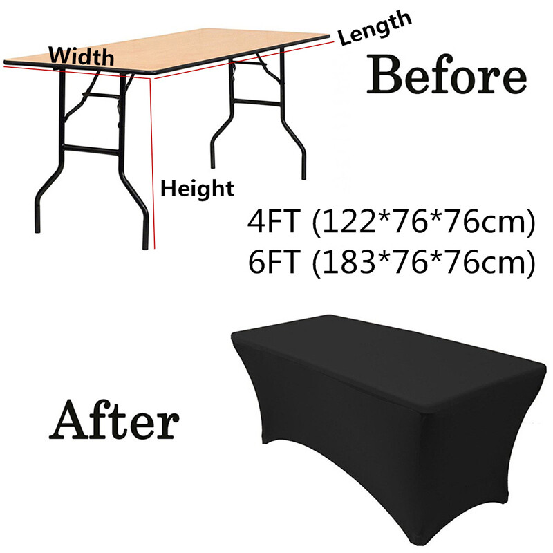 Jhj0  1PC  4\6 FT Rectangular Elastic Spandex Tablecloth Table Cover Hotel Decor Stretch Wedding Dining Decor for Elegant Party
