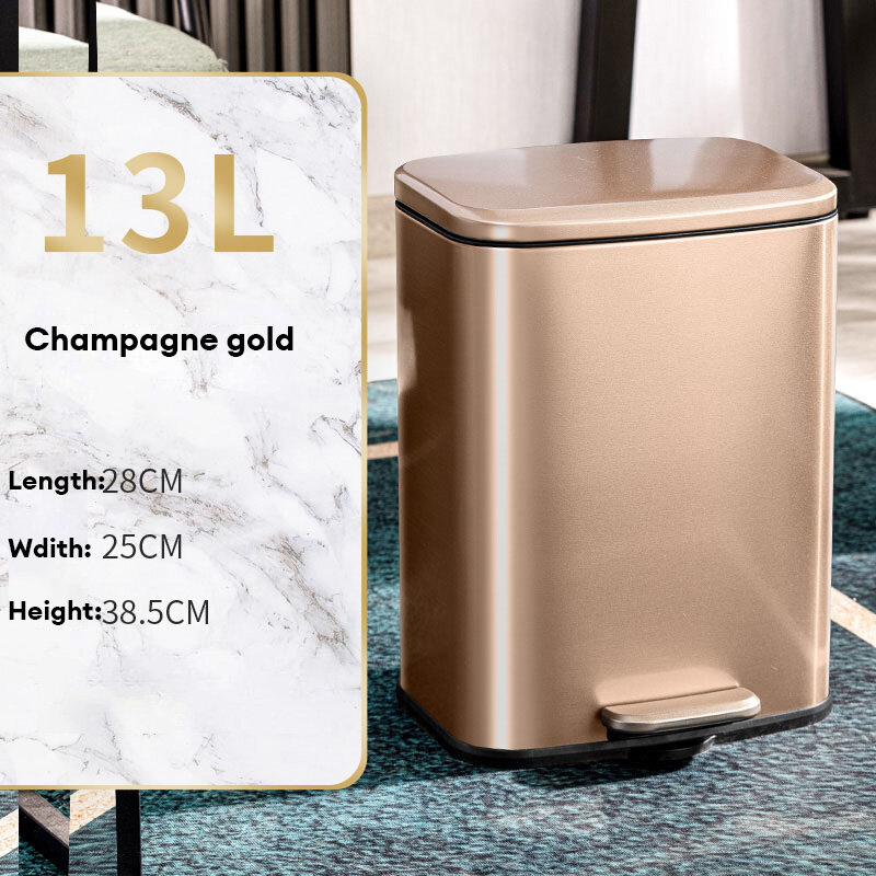 NFA Rectangular stainless steel trash can foot pedal home toilet keep open lid trash can 13L