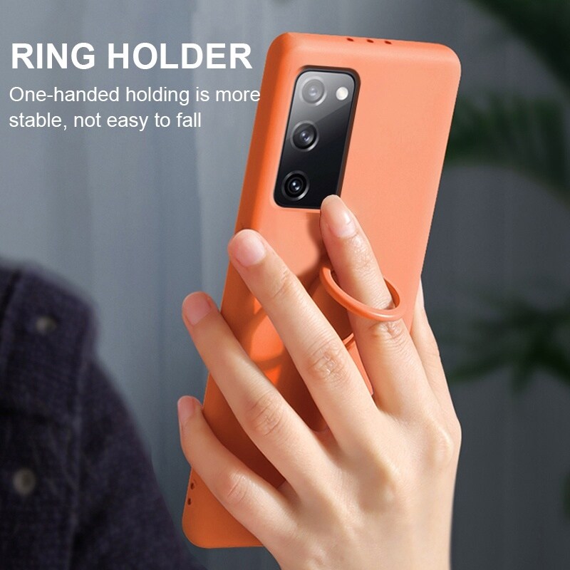 【Ready Stock】 Samsung Galaxy Note20 Note 20 10 Ultra Note10 Lite Plus Casing Ring Holder Stand Phone Case Soft Liquid Silicon Cover