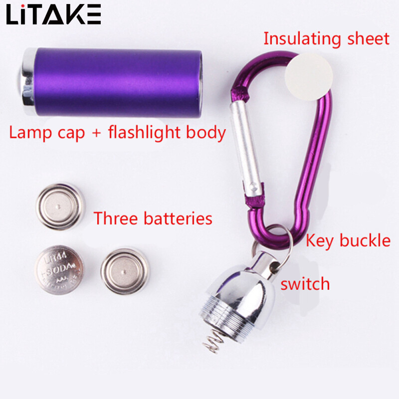 Led Zoom Mini Flashlight Telescopic Strong Light Torch With Keychain Pendant Creative Mountaineering Buckle Gift