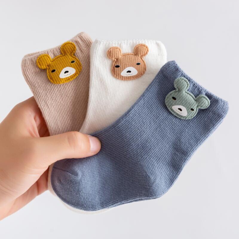 3 đôi tất cho bé cotton tất trẻ em hoạt hình bé trai bé gái thu đông tất 0-3 tuổi