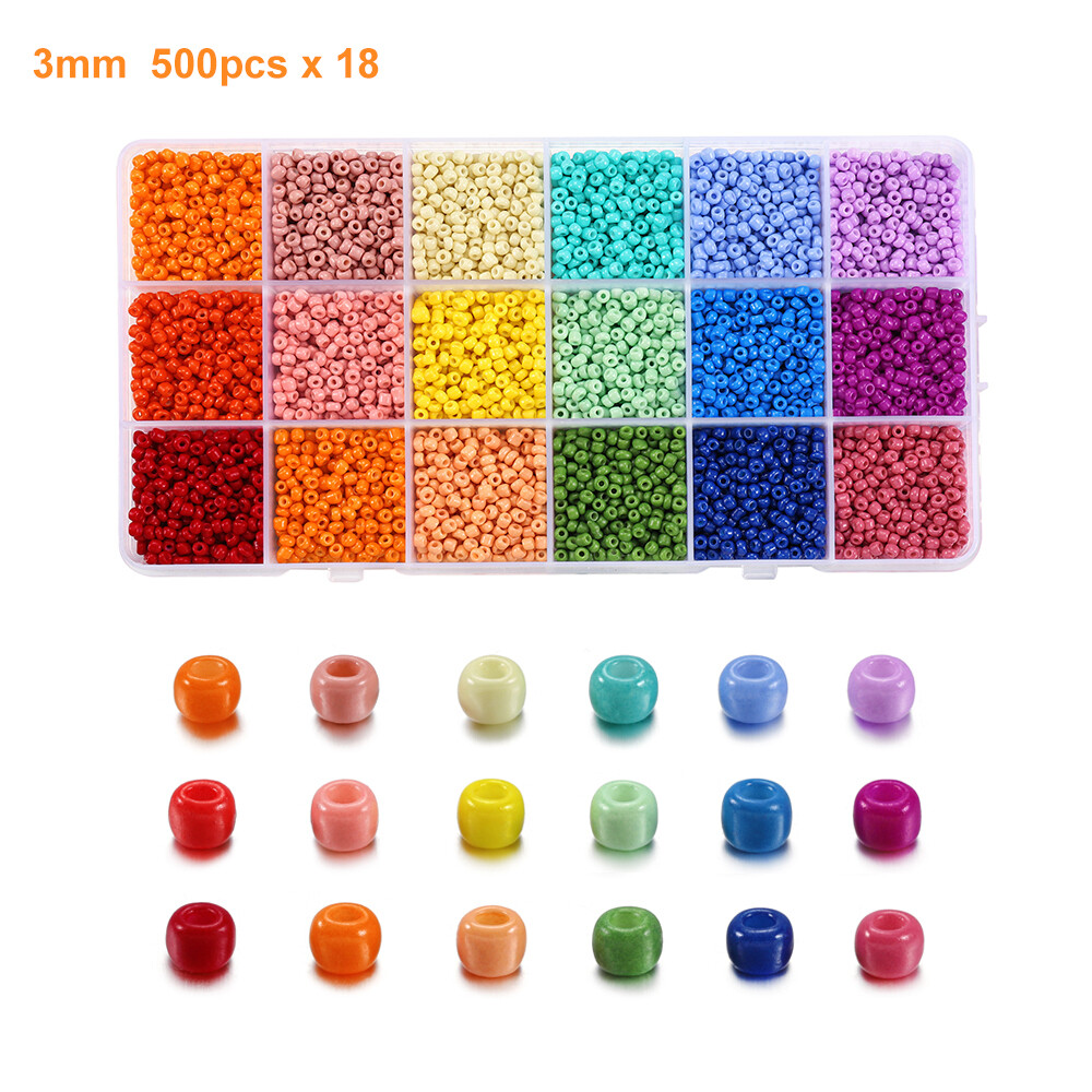 St.kunkka 14000Pcs/Box 3mm Charm Beads Glass Seed Bead Box Set Round Beads For DIY Bracelet Necklace Jewelry Making Accessories