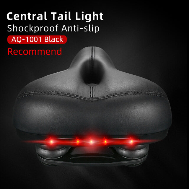 ROCKBROS Bike Taillight Cushion Saddle For MTB Bike Leather Rail Hollow Gear Soft Bicycle Part Cycling Seat Saddle Cover 3 Style