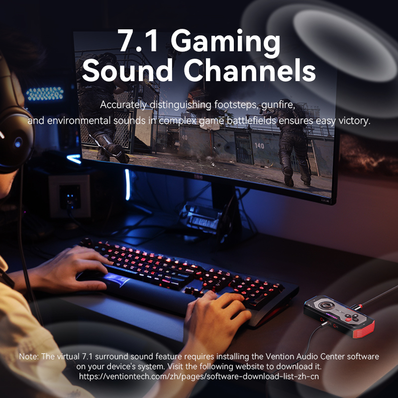 External Audio Amplifier Computer Vention Gaming USB Sound Card External Audio Amplifier with Volume ...
