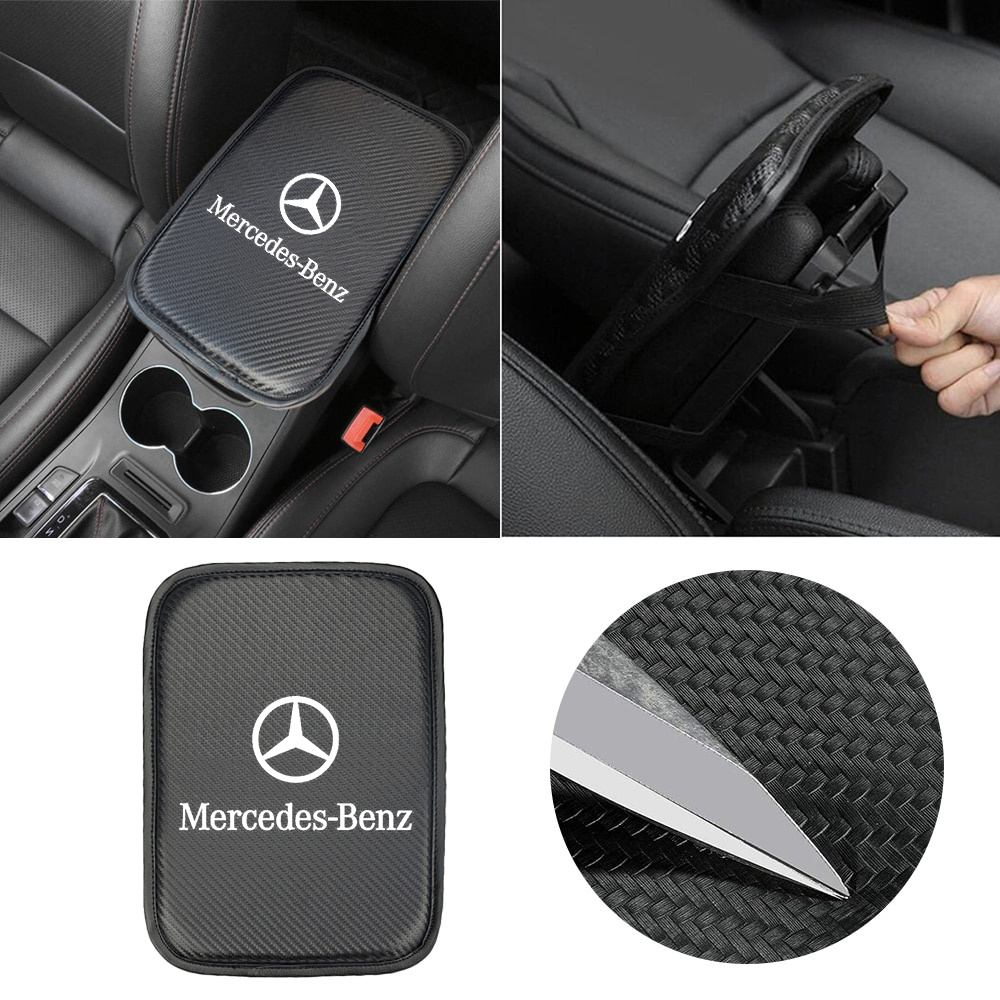 New Carbon Fiber Car Center Console Armrest Cushion Mat Soft Pad Cover For Mercedes Benz new C-class E-class c260l GLC central e300l GLA