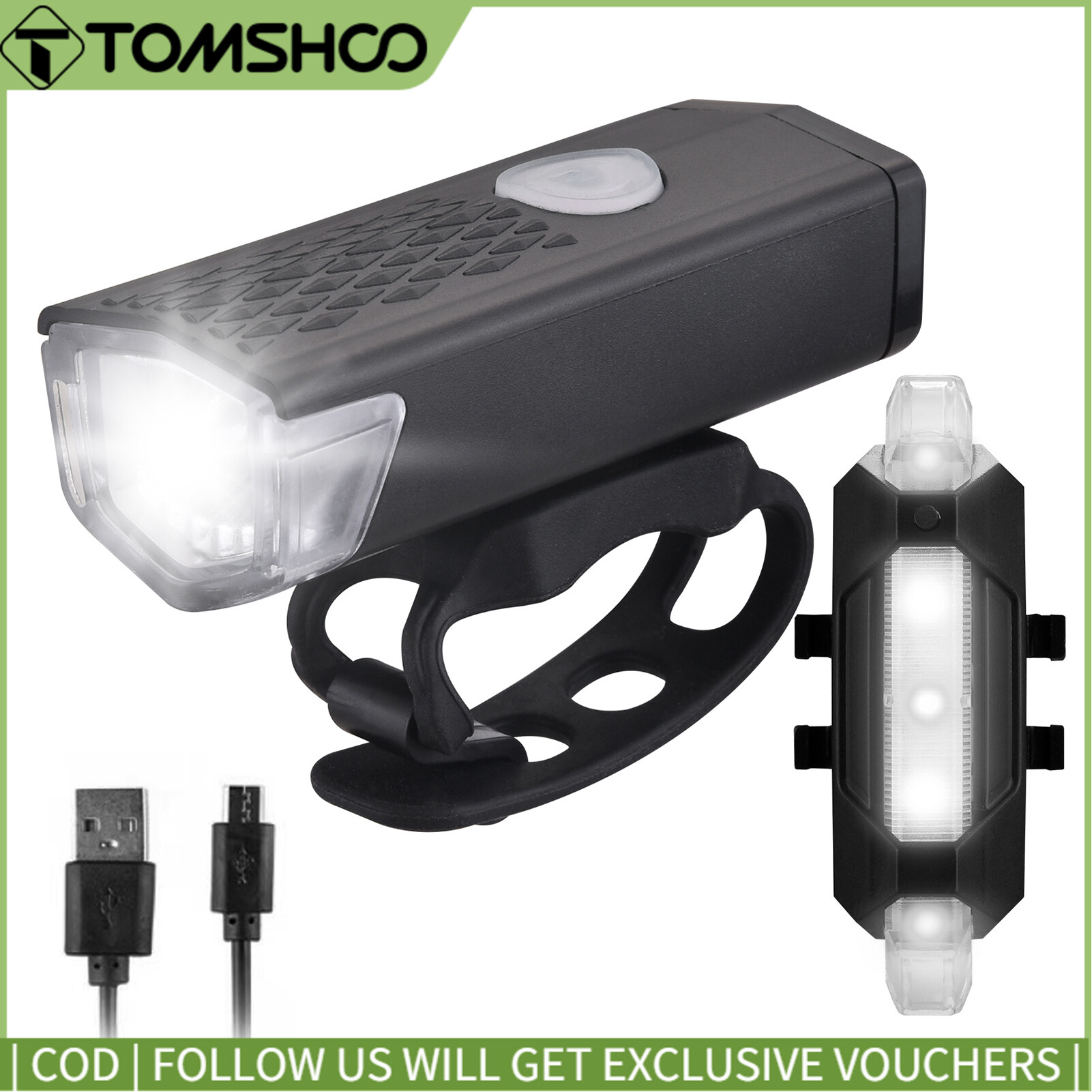 Bộ đèn xe đạp, đèn pha & đèn đuôi xe đạp sạc usb đèn pha trước và đèn sau xe đạp không thấm nước đèn sáng kép phía trước và phía sau