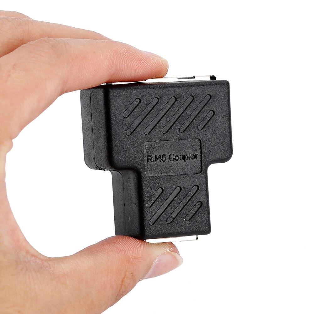 1pc Black 1 To 2 Lan Rj45 Connector Network Cable Splitter Extender Plug Adapter Oxygen Free Copper Conductor