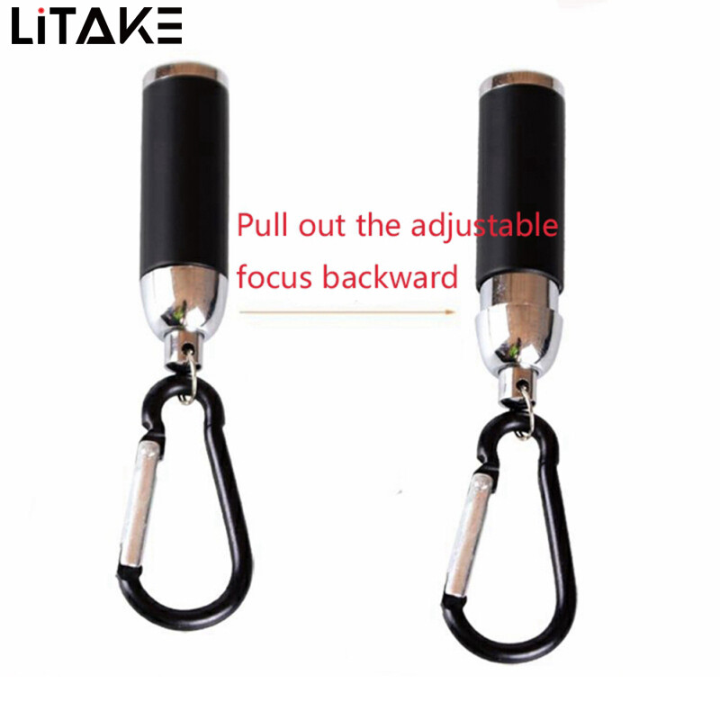 Led Zoom Mini Flashlight Telescopic Strong Light Torch With Keychain Pendant Creative Mountaineering Buckle Gift