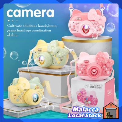Bubble Camera Cartoon Cute Bubble Maker Hello Kitty Children Gift Kids Toys Music LED Light Bubble Blowing Bubble Water Machine With Bubble Liquid Portable Strap