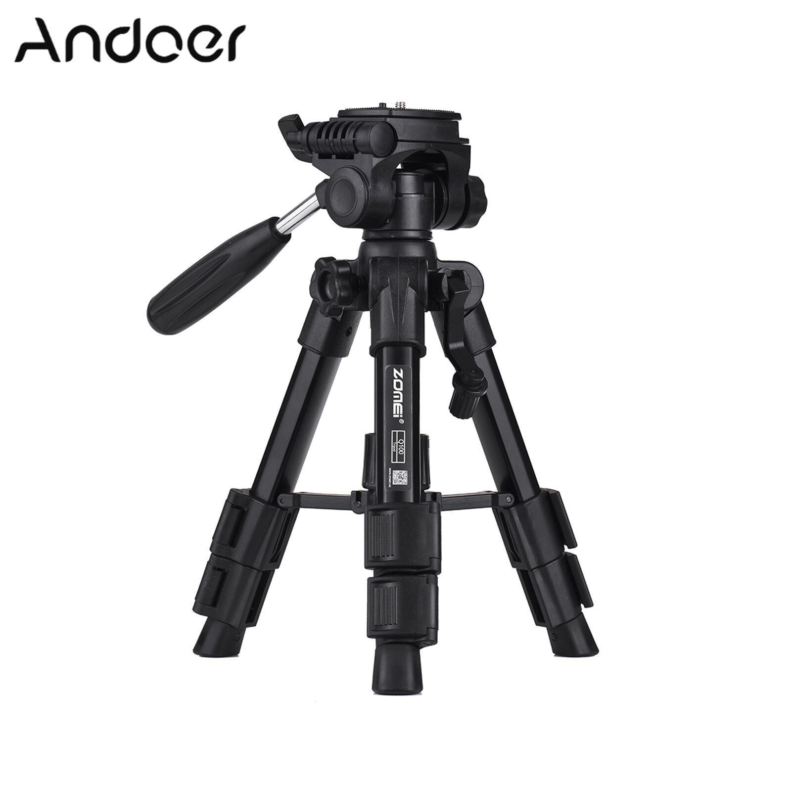 ZOMEI Q100 20inch Tabletop Folding Tripod with Quick Release Plate Storage Bag Black