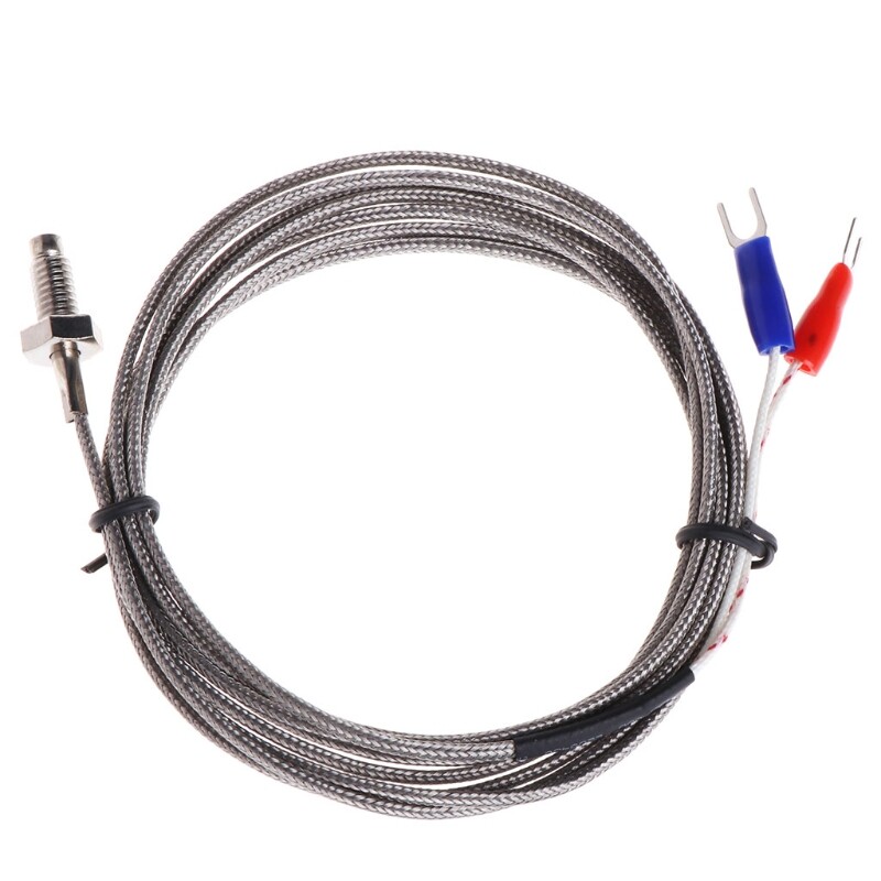 K-Type Thermocouple Temperature Sensors M6 Thread Probe with 2M Wire Metal Probe Fitting for Industrial Durable
