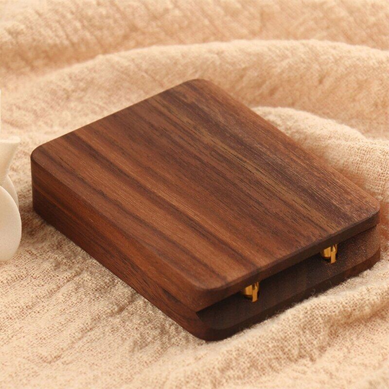 [NEW 2023] Engagement Flat Ring Box-Proposal Wooden Ring Box-Wedding Ring Box-Square Thin Engagement Revolving Box Jewelry Gift