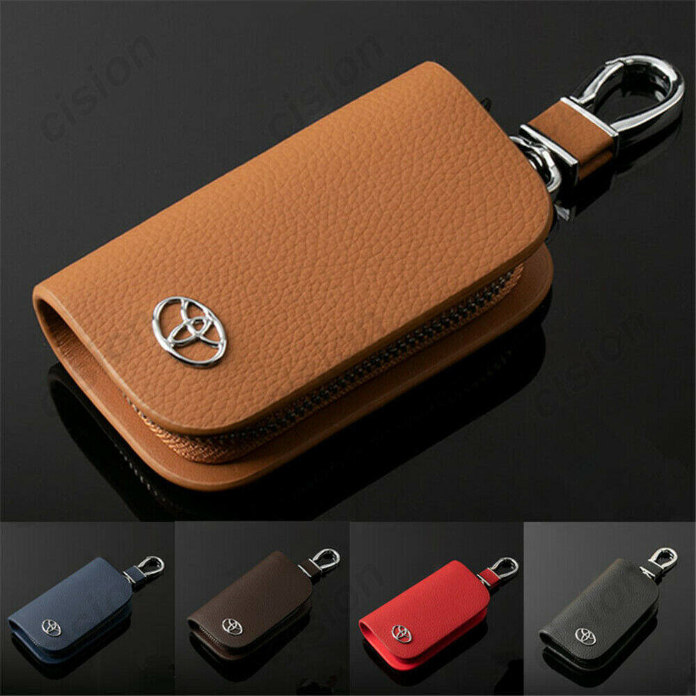 for Toyota Innova Kijang Avanza Rush Fortuner Corolla Altis Cross Yaris Camry RAV4 CHR Land Cruiser Prado Auris Prius Estima Wigo Aygo Toyota Leather Remote Flip Smart Car Key Fob Case Cover Protector Holder Bag Wallet Pouch