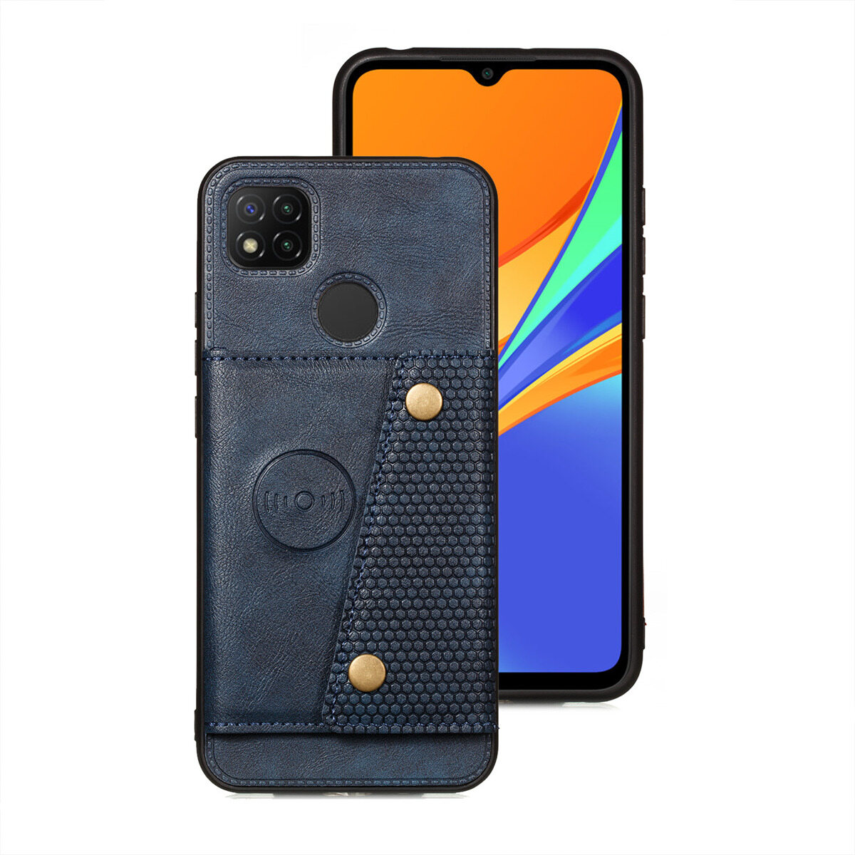 Đối với Redmi 9C da trường hợp nhiều Folio lật Bìa Wallet trở lại trường hợp vỏ, có thể làm việc với gắn trên xe hơi, ẩn thẻ tín dụng ID khe giữ, retro nút kim loại clasp, đứng hỗ trợ